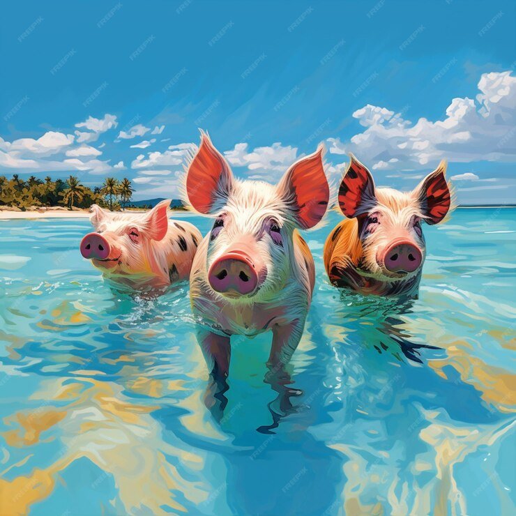 Swimming with Pigs in the Bahamas