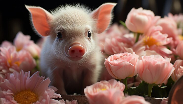 Pigs in rose island
